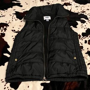 Old Navy Black Puffer Vest with Gold Details